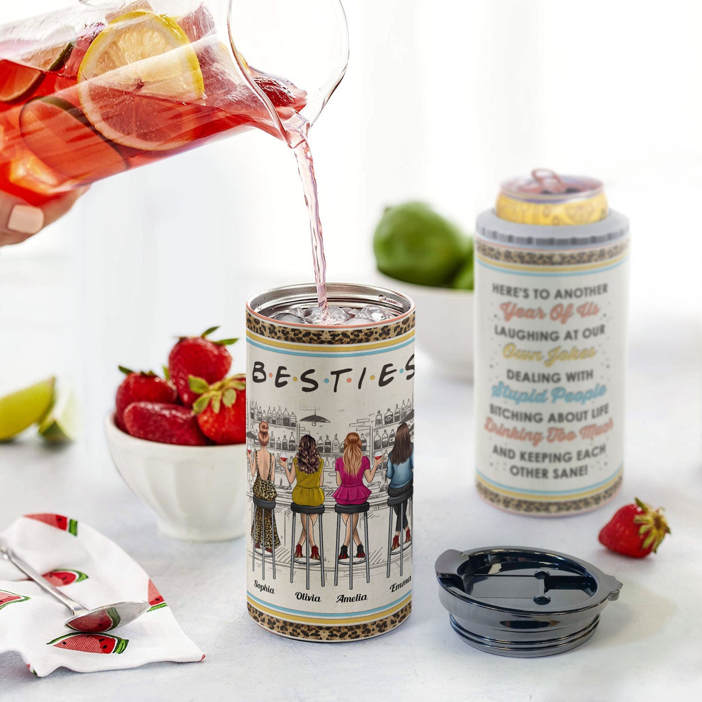 Here's To Another Year Of Us - Personalized Can Cooler - Birthday, Funny Gift For Besties, Friends, Soul Sisters, BFFs