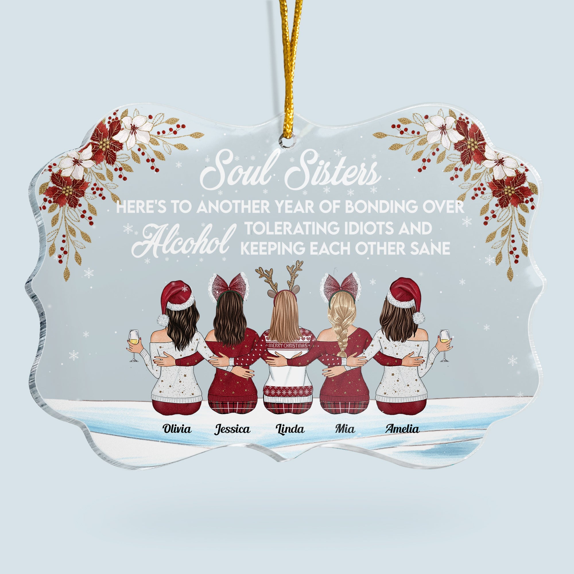Here's To Another Year Of Bonding Over Alcohol - Personalized Friends Ornament - Gift For Friend