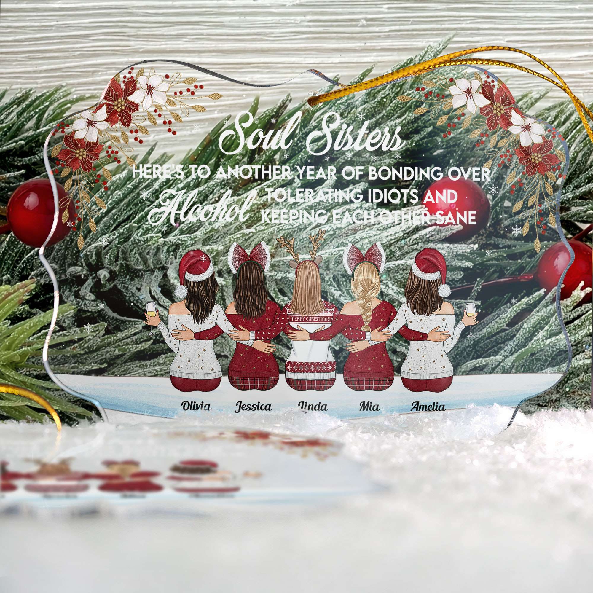 Here's To Another Year Of Bonding Over Alcohol - Personalized Friends Ornament - Gift For Friend