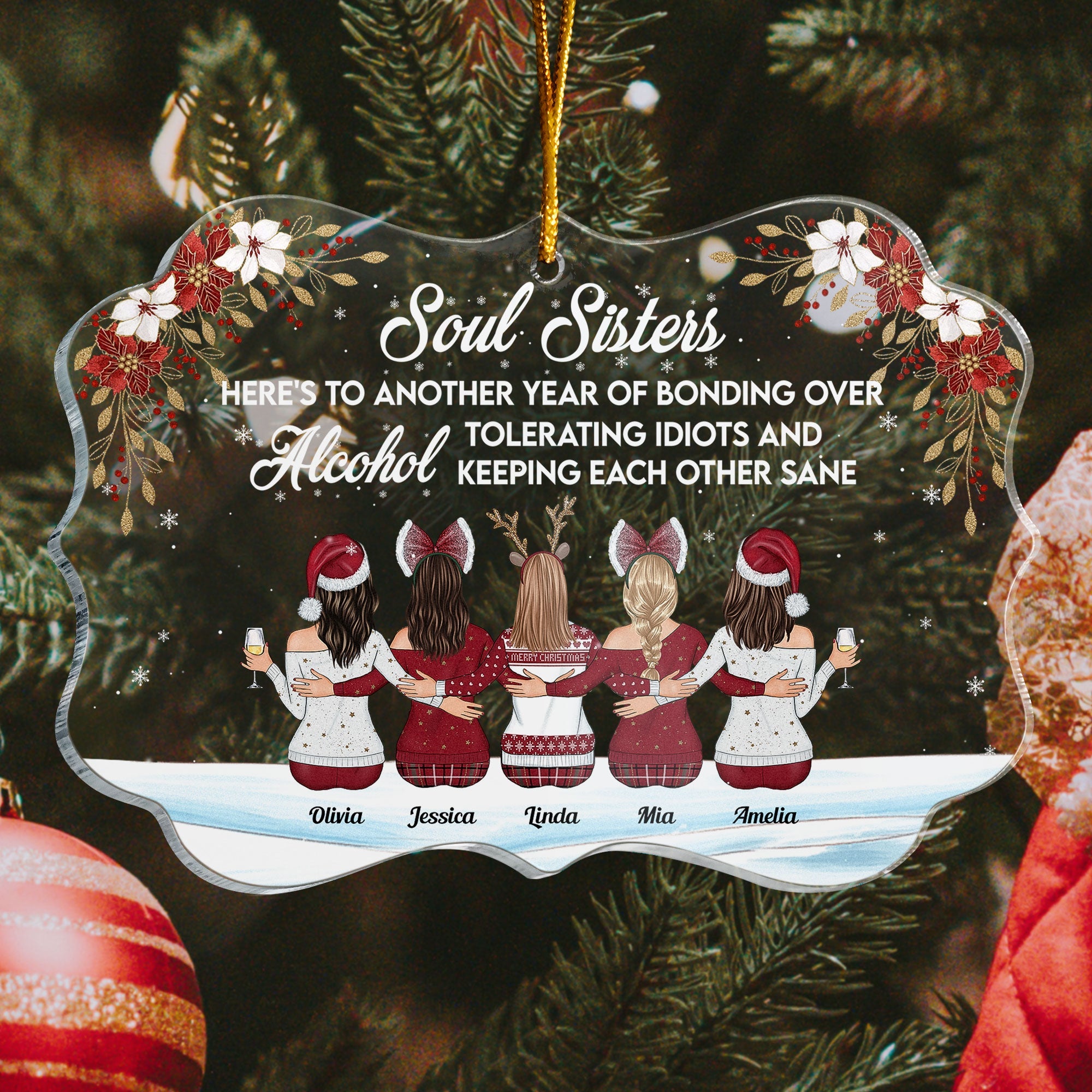 Here's To Another Year Of Bonding Over Alcohol - Personalized Friends Ornament