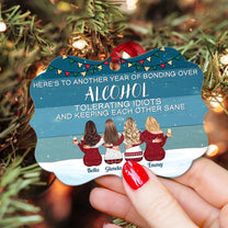 Here's To Another Year 2 - Personalized Aluminum Ornament - Christmas Gift For Best Friends, Besties  - Girls Sitting