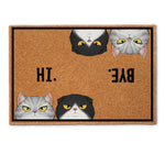 Hi Bye Peeking Cat - Personalized Doormat - Funny, New House Gift For Cat Owner, Cat Lover, Cat Mom, Cat Dad