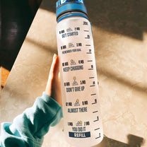 Hike More, Worry Less - Personalized Water Bottle With Time Marker - Birthday Gift For Hikers, Hiking Lovers, Hiking Girls, Hiking Gift
