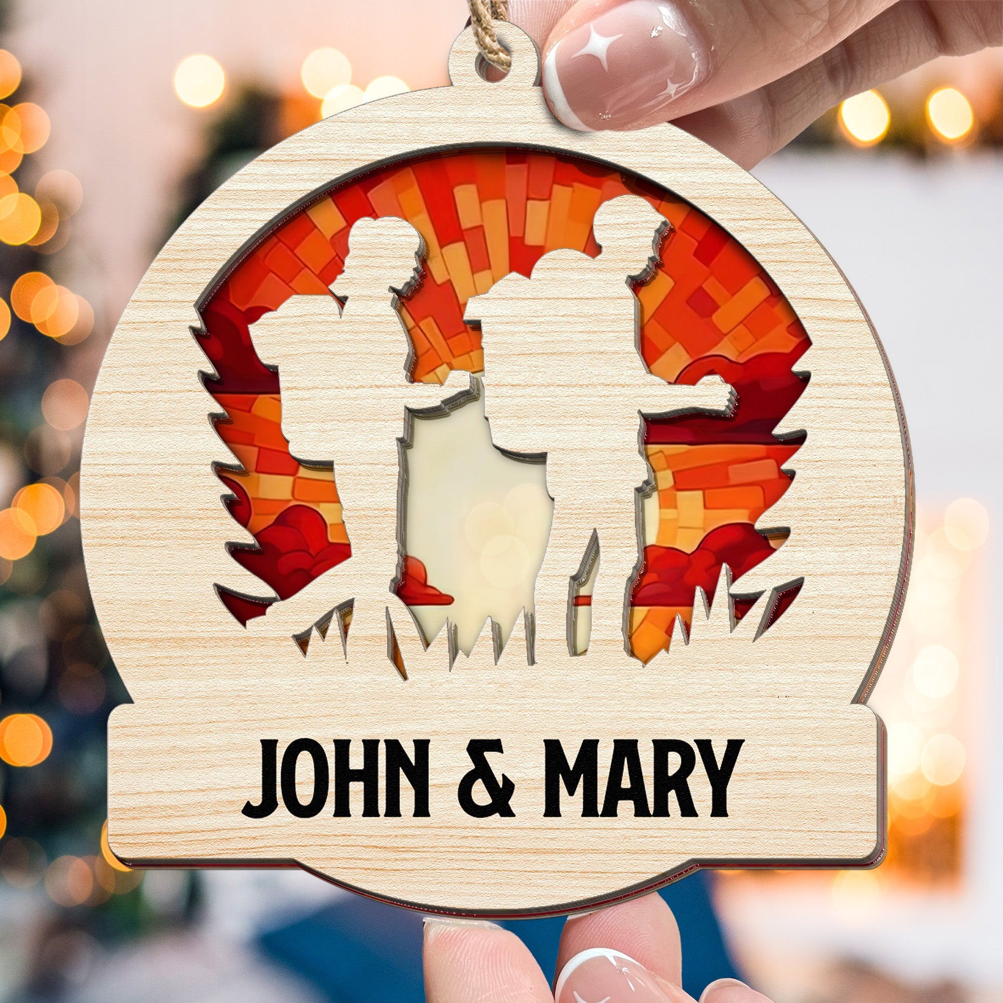 Hiking Couple Best Gifts For Hikers - Personalized Suncatcher Ornament