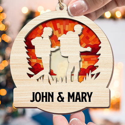 Hiking Couple Best Gifts For Hikers - Personalized Suncatcher Ornament