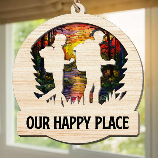 Hiking Couple Best Gifts For Hikers - Personalized Suncatcher Ornament