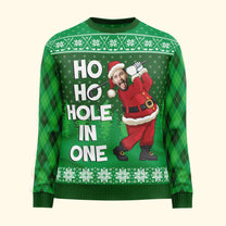 Ho Ho Hole In One - Personalized Photo Ugly Sweater