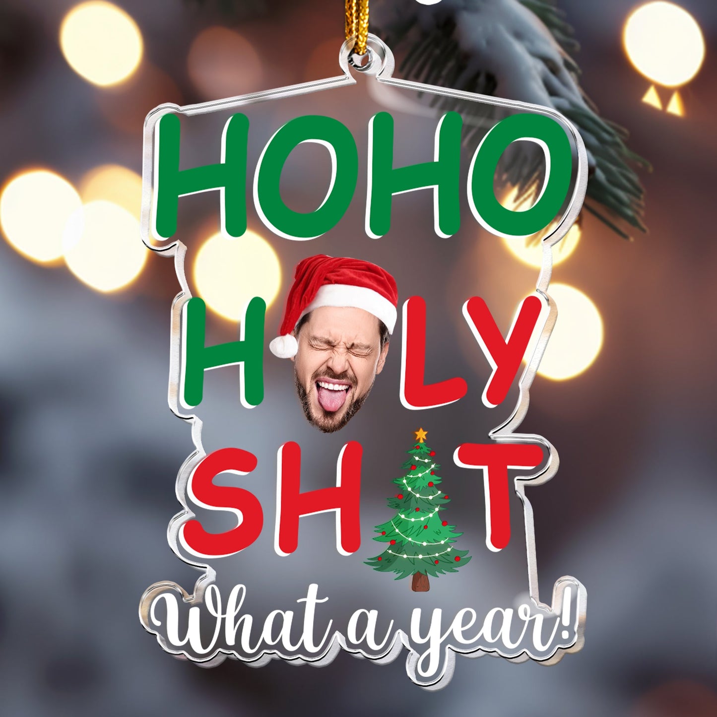 Ho Ho Holy Shit - Personalized Acrylic Photo Ornament