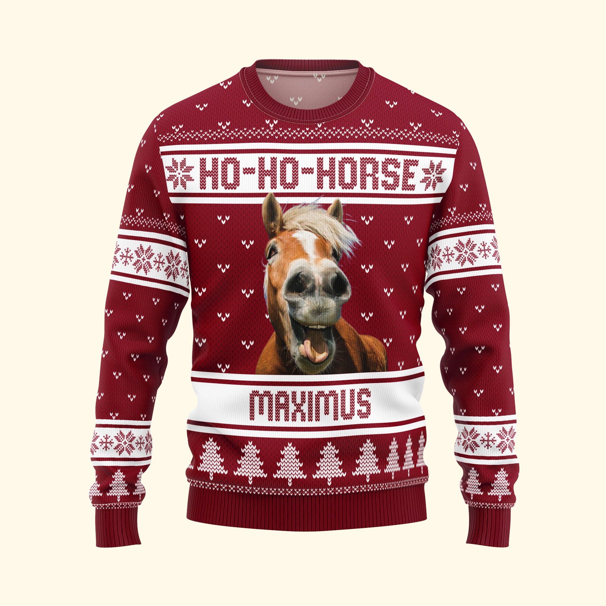 Ho-Ho-Horse - Personalized Ugly Sweater - Christmas Gift For Horse Lover, Horse Owner
