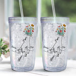 Holding Mom's Hand Wild Floral - Personalized Acrylic Tumbler With Straw