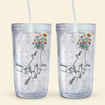Holding Mom's Hand Wild Floral - Personalized Acrylic Tumbler With Straw