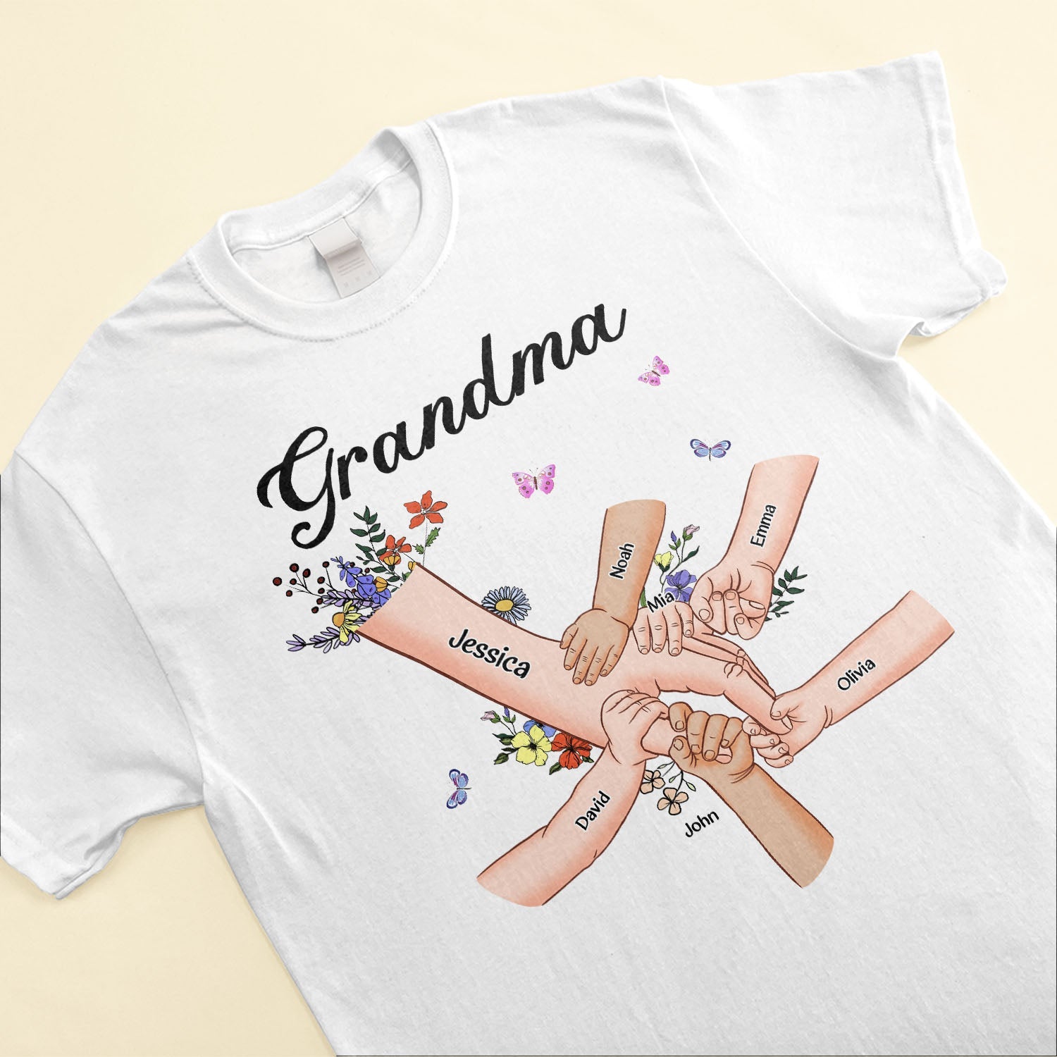 Holding Mom's Hand, Grandma's Hand - Personalized Shirt