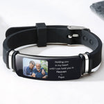 Holding You In My Heart Memorial Sympathy Gift - Personalized Photo Bracelet