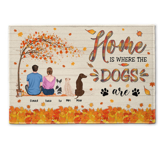 Home Is Where The Dog Is - Personalized Doormat - Fall Season, Loving Gift For Dog Owners, Dog Lovers