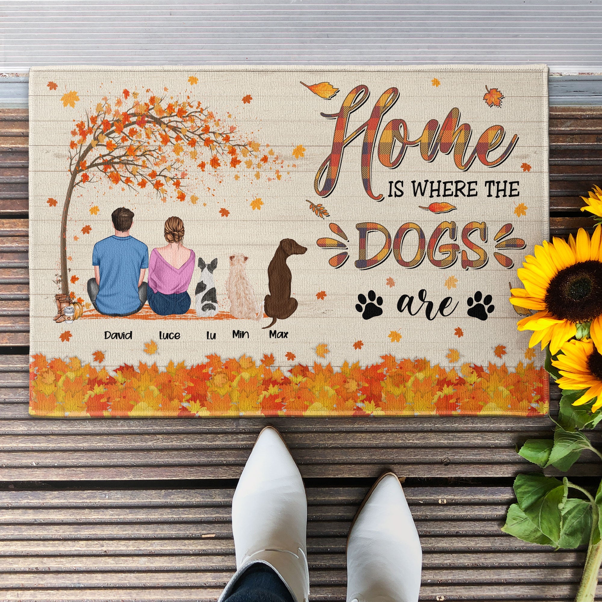 Home Is Where The Dog Is - Personalized Doormat - Fall Season, Loving Gift For Dog Owners, Dog Lovers