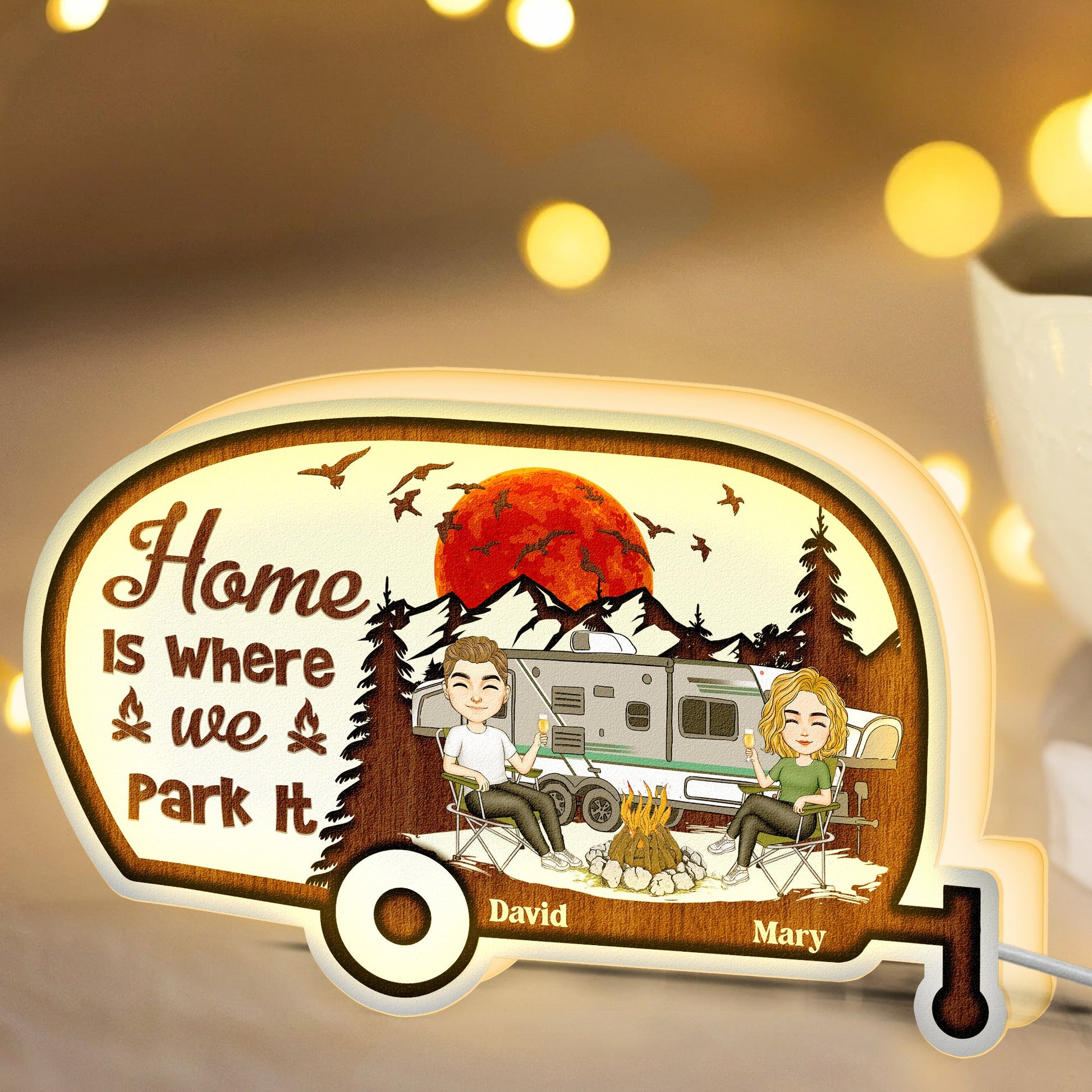 Home Is Where We Park It Camping Camper - Personalized Light Box