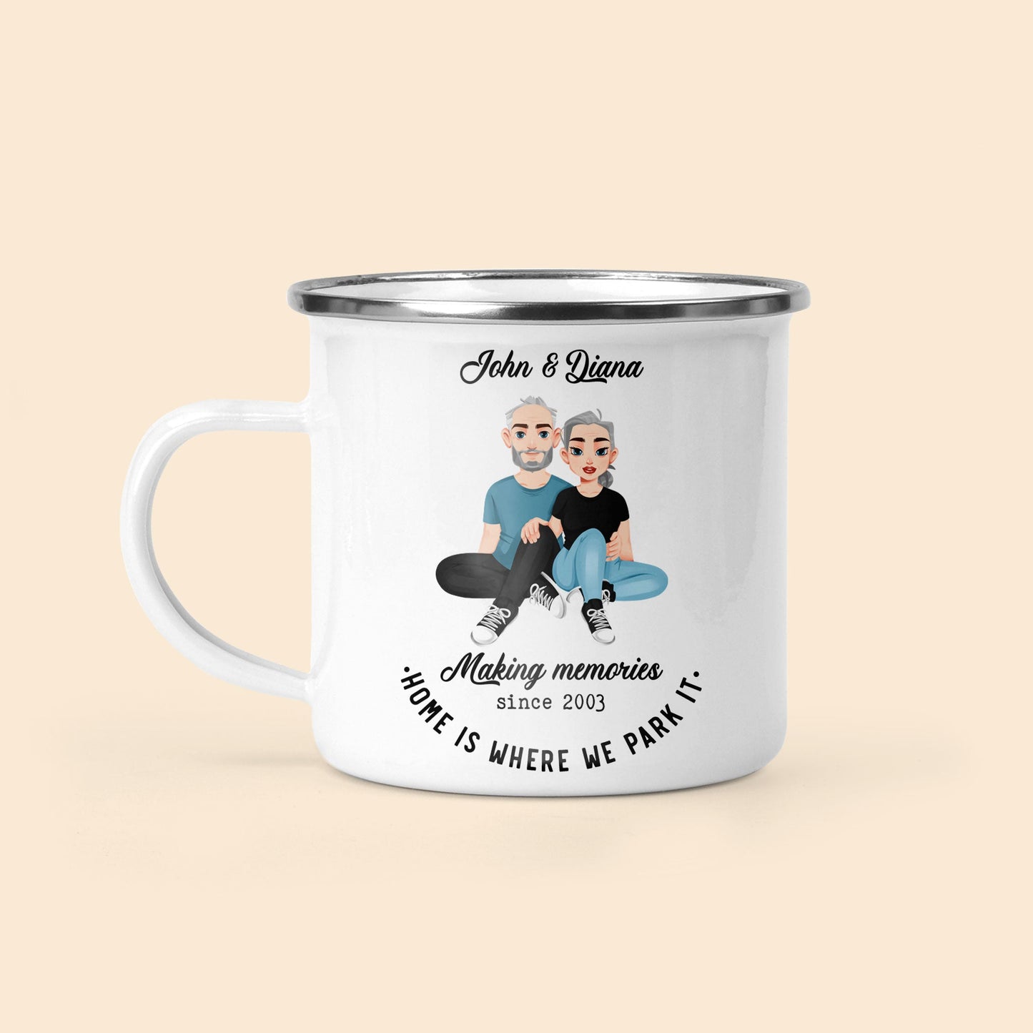 Home Is Where We Park It - Personalized Enamel Mug