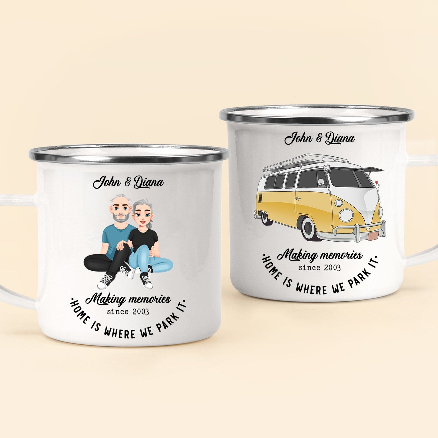 Home Is Where We Park It - Personalized Enamel Mug