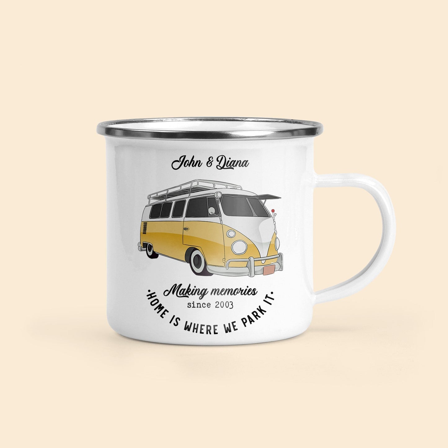 Home Is Where We Park It - Personalized Enamel Mug