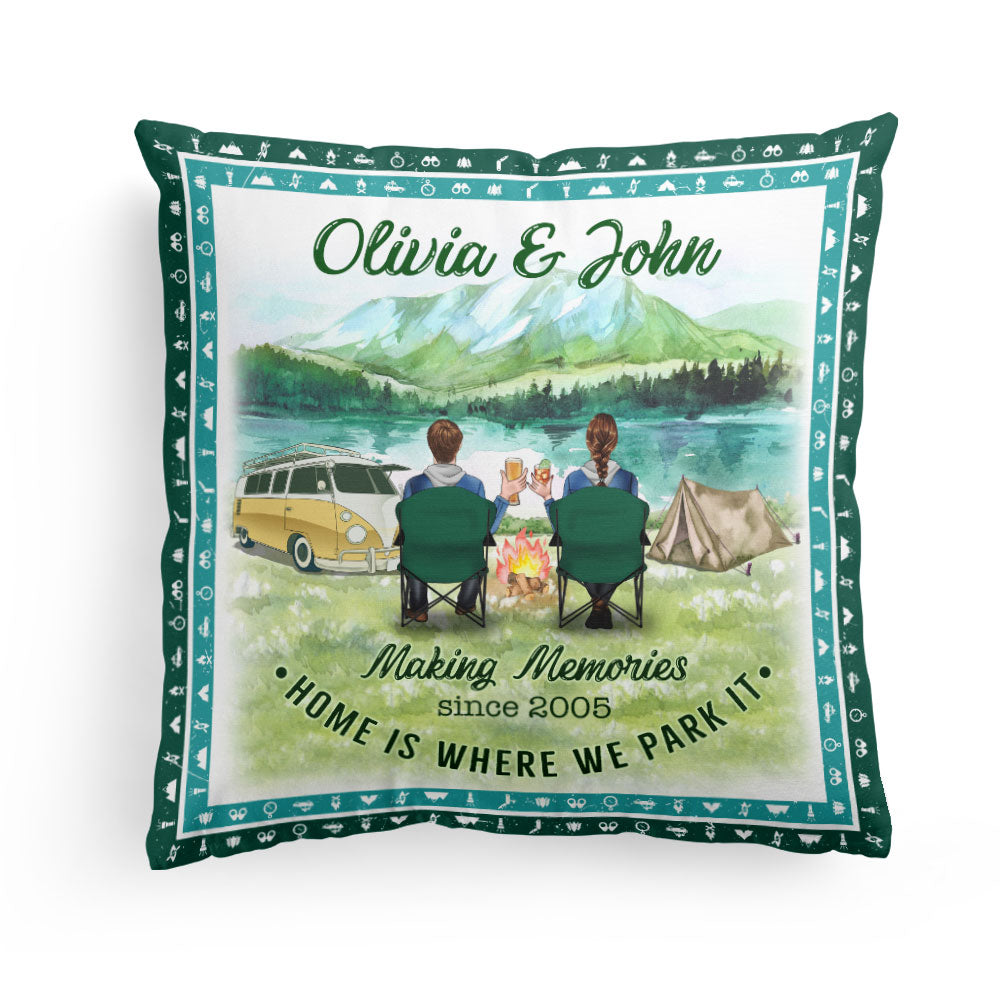 Home Is Where We Park It - Personalized Pillow (Insert Included) - Birthday Gift For Camping Lover, Camper