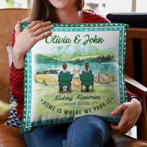 Home Is Where We Park It - Personalized Pillow (Insert Included) - Birthday Gift For Camping Lover, Camper