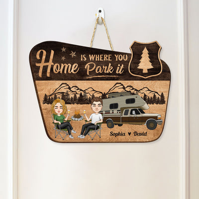 Home Is Where You Park It - Cartoon Version - Personalized Custom Shaped Wood Sign