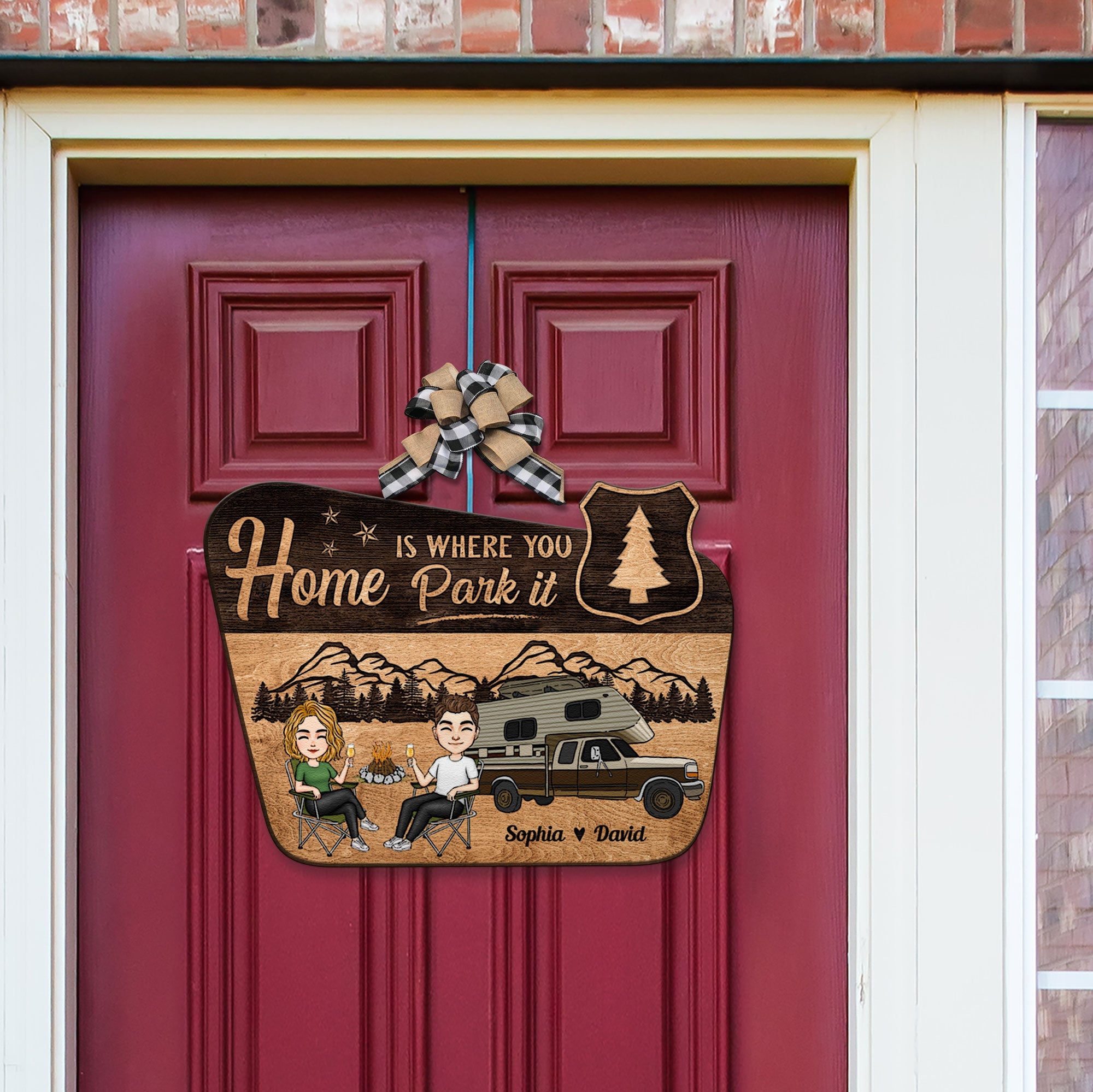Home Is Where You Park It - Cartoon Version - Personalized Custom Shaped Wood Sign