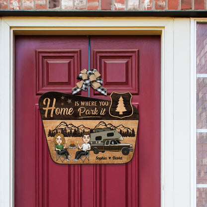 Home Is Where You Park It - Cartoon Version - Personalized Custom Shaped Wood Sign