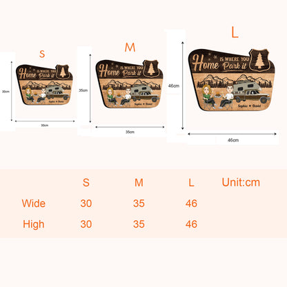 Home Is Where You Park It - Cartoon Version - Personalized Custom Shaped Wood Sign