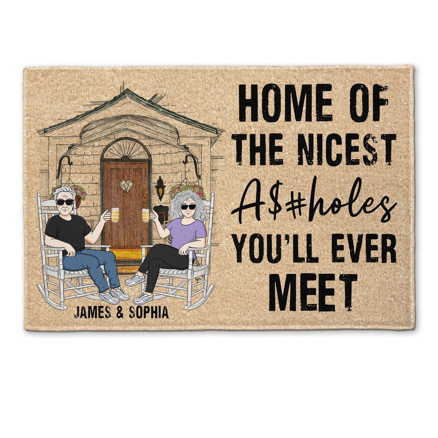 Home Of The Nicest Assholes - Personalized Doormat - Birthday, Funny, Housewarming Gift For Family