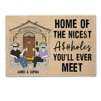 Home Of The Nicest Assholes - Personalized Doormat - Birthday, Funny, Housewarming Gift For Family