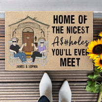 Home Of The Nicest Assholes - Personalized Doormat - Birthday, Funny, Housewarming Gift For Family