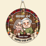 Home Of Us - Personalized Round Wood Sign - Fall Vibe, Thanksgiving, Christmas, Anniversay Gift For Home Decor, Husband & Wife, Parents, Grandparents