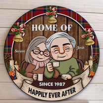 Home Of Us - Personalized Round Wood Sign - Fall Vibe, Thanksgiving, Christmas, Anniversay Gift For Home Decor, Husband & Wife, Parents, Grandparents