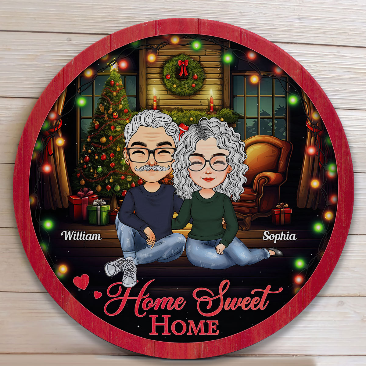 Home Sweet Home New - Personalized Wood Wreath