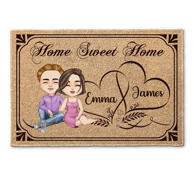 Home Sweet Home - Personalized Doormat - Birthday, Anniversary Gift For Family, Husband, Wife, Fiancé