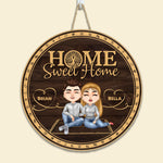 Home Sweet Home - Personalized Round Wood Sign - Birthday Home Decor Gift For Family, Husband, Wife