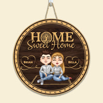 Home Sweet Home - Personalized Round Wood Sign - Birthday Home Decor Gift For Family, Husband, Wife