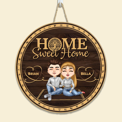 Home Sweet Home - Personalized Round Wood Sign
