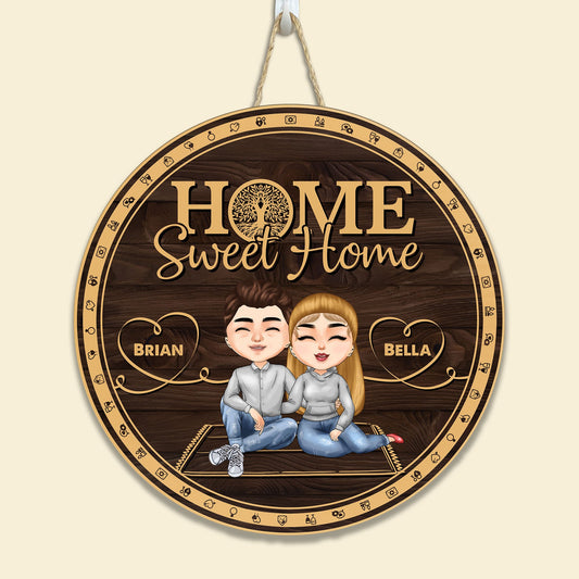 Home Sweet Home - Personalized Round Wood Sign - Birthday Home Decor Gift For Family, Husband, Wife