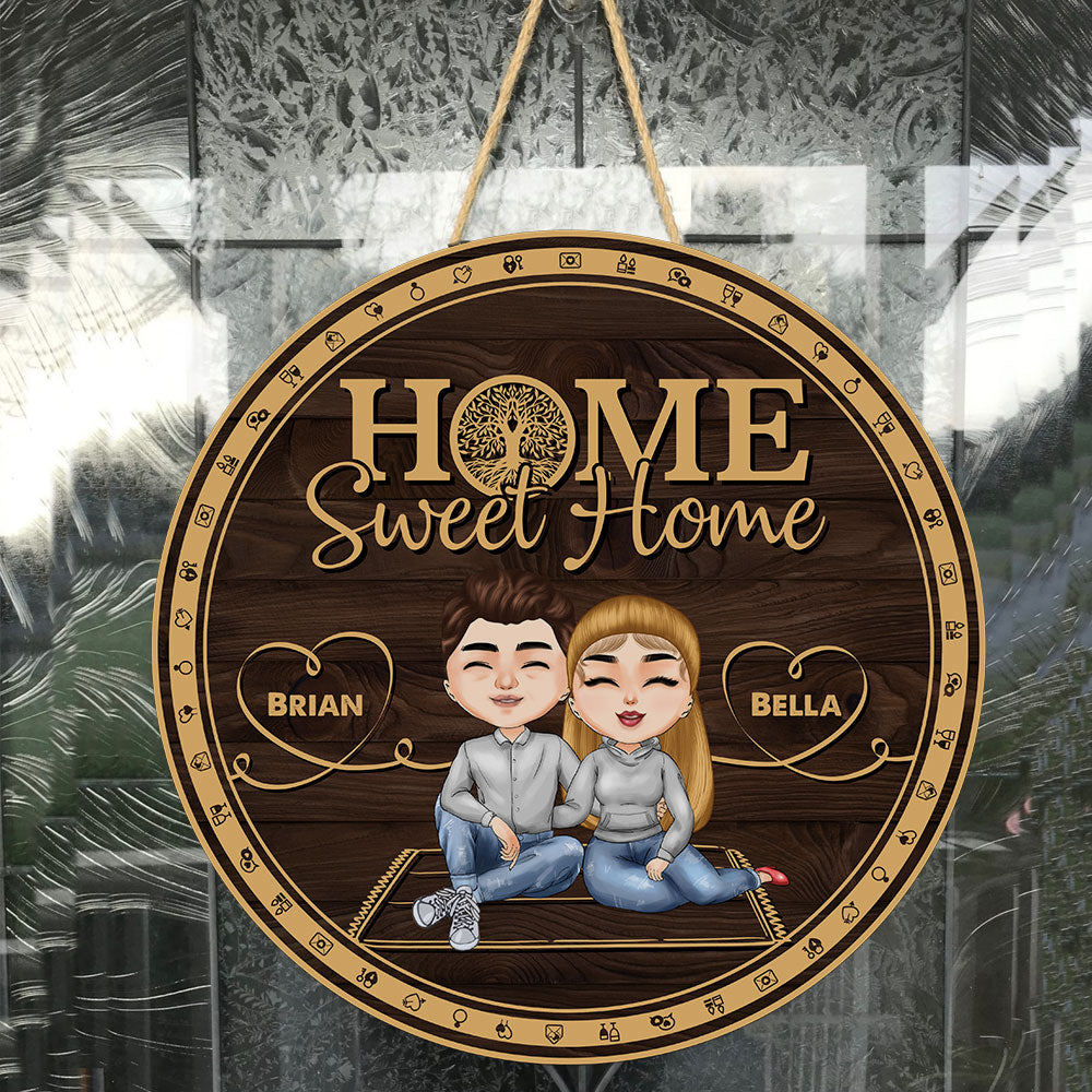 Home Sweet Home - Personalized Round Wood Sign - Birthday Home Decor Gift For Family, Husband, Wife