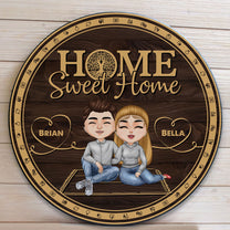 Home Sweet Home - Personalized Round Wood Sign - Birthday Home Decor Gift For Family, Husband, Wife