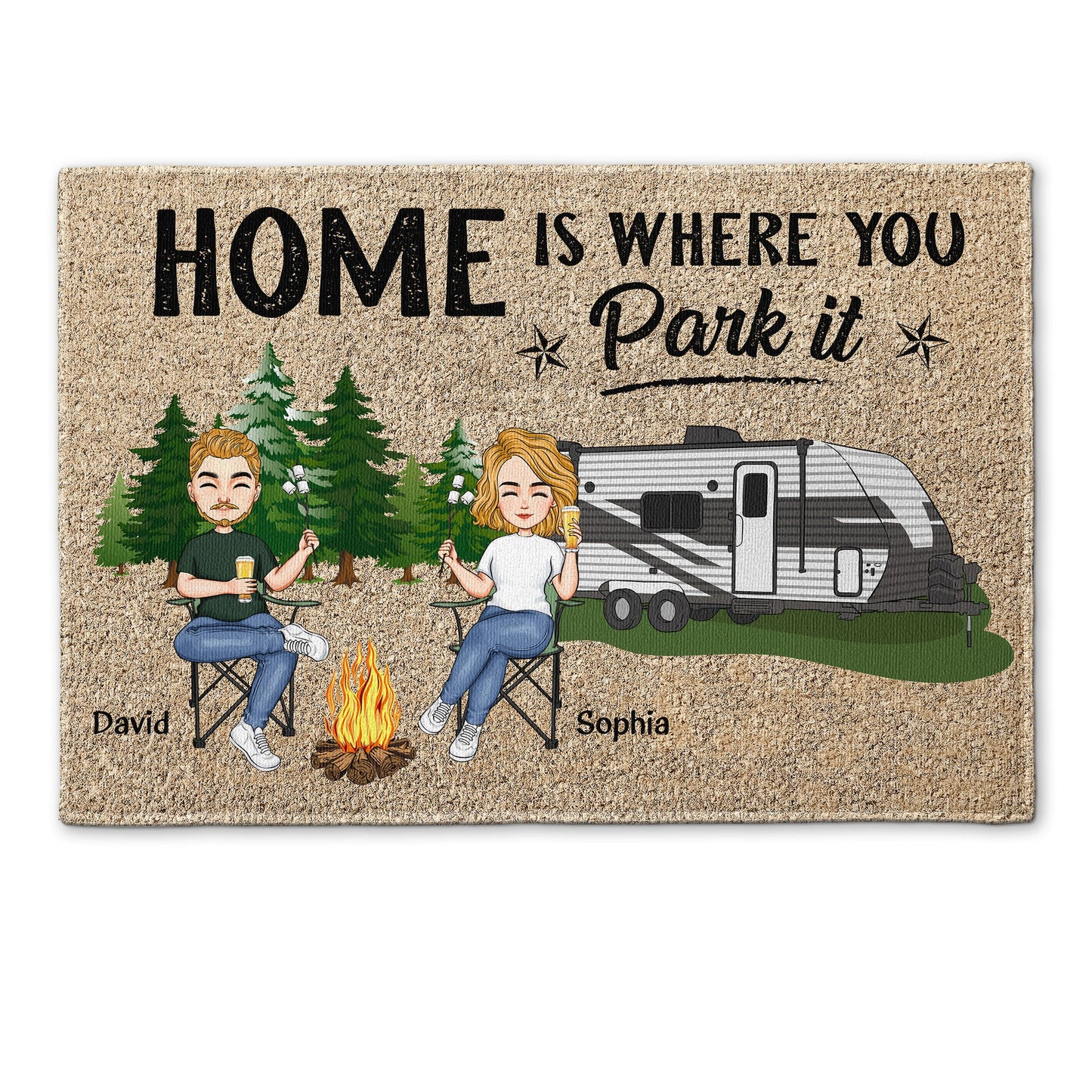 Home - Where You Park It - Personalized Doormat - Home Decor, Funny Gift For Campers, Car Drivers, Camping Lovers