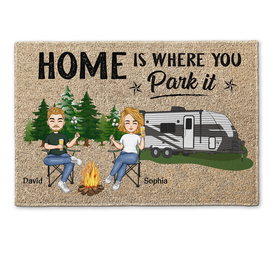Home - Where You Park It - Personalized Doormat - Home Decor, Funny Gift For Campers, Car Drivers, Camping Lovers