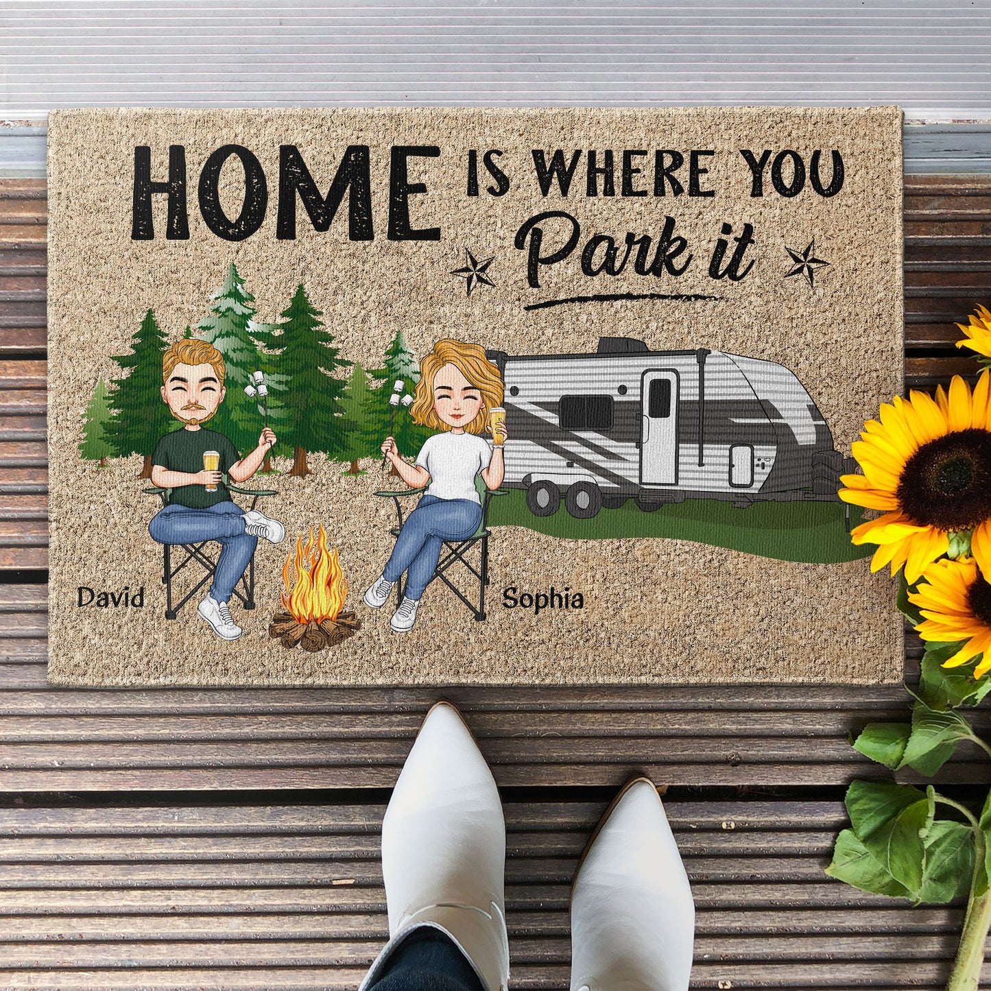 Home - Where You Park It - Personalized Doormat - Home Decor, Funny Gift For Campers, Car Drivers, Camping Lovers