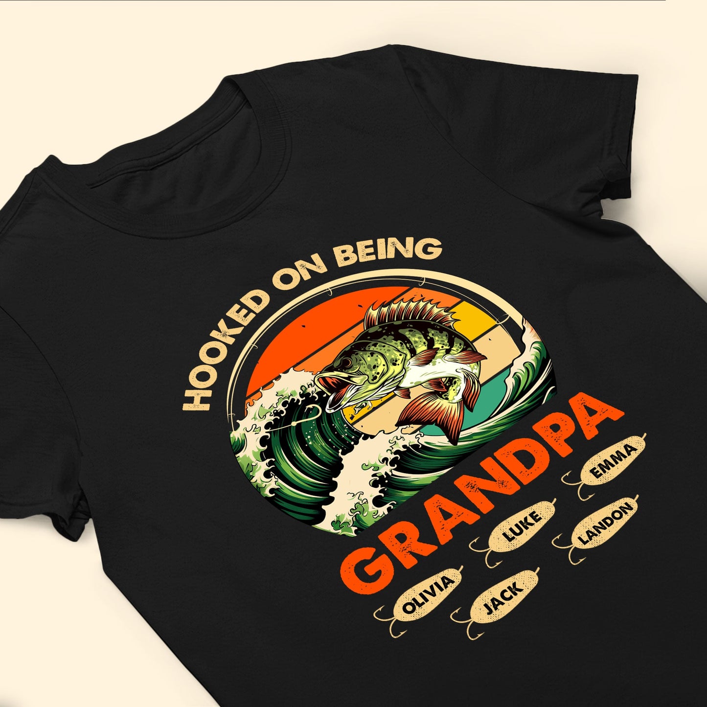 Hooked On Being Grandpa - Personalized Shirt