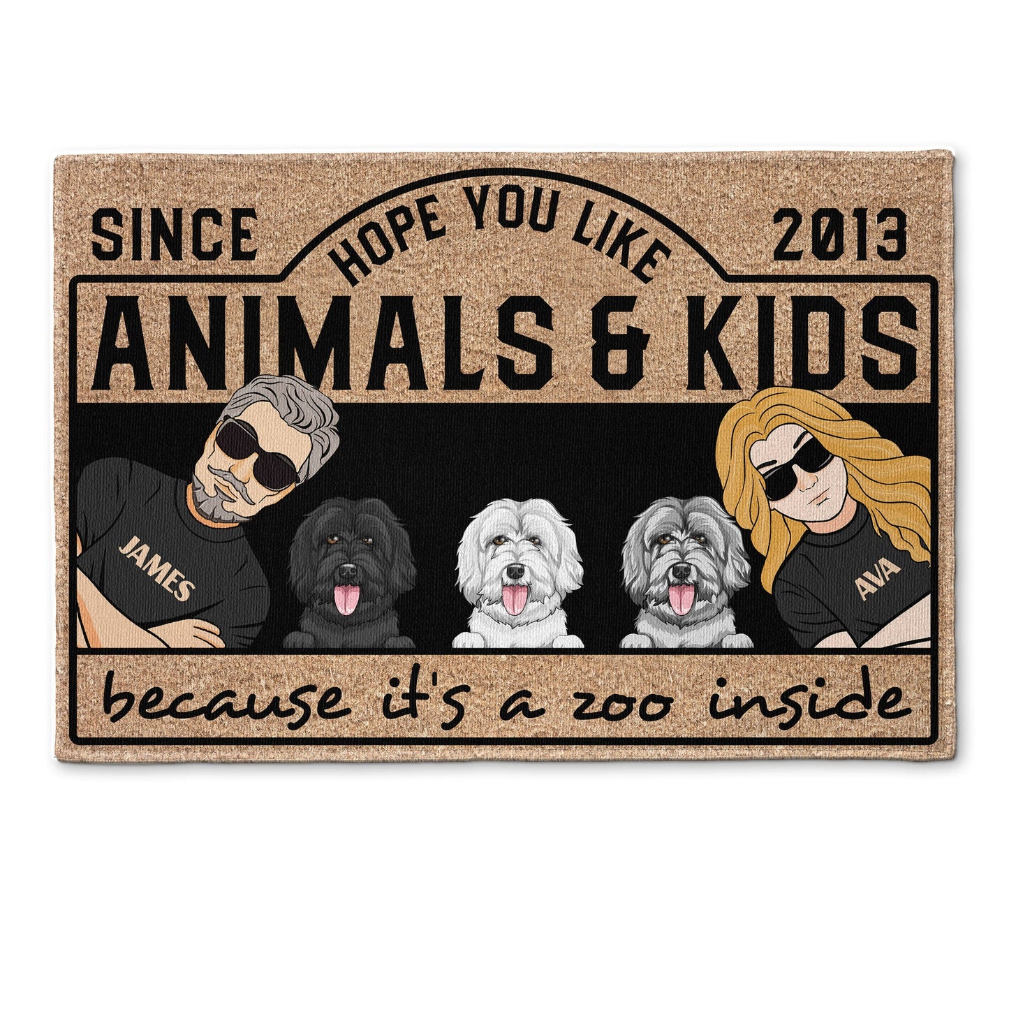 Hope You Like Animals & Kids Because It's A Zoo Inside - Personalized Doormat