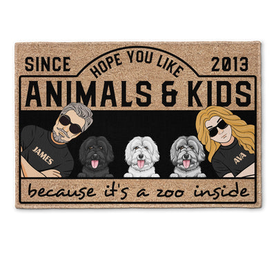 Hope You Like Animals & Kids Because It's A Zoo Inside - Personalized Doormat