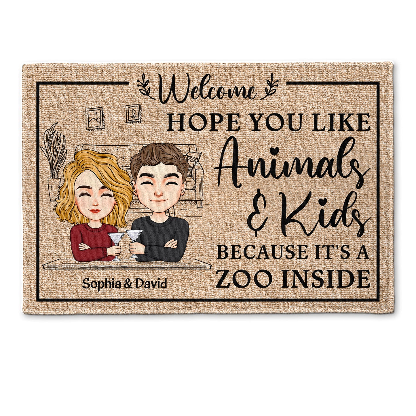 Hope You Like Animals & Kids - Personalized Doormat