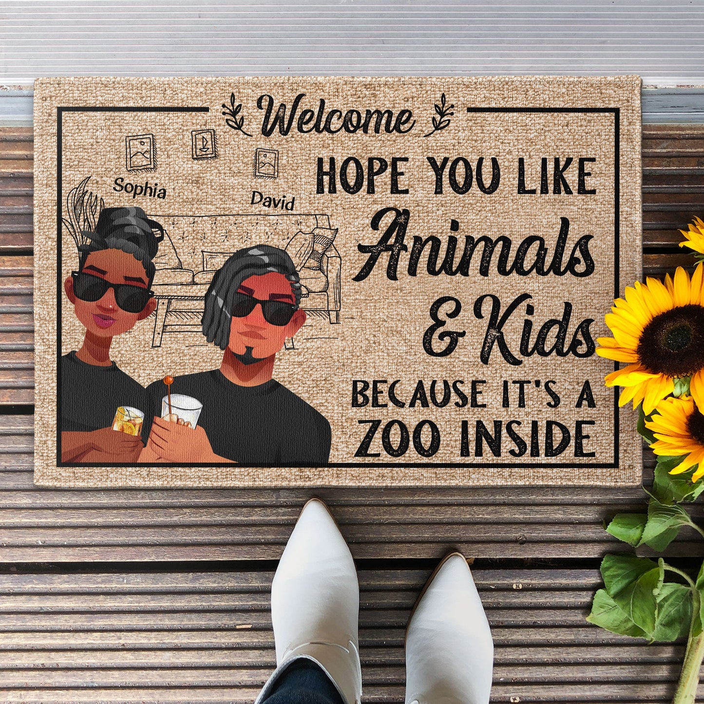 Hope You Like Animals & Kids - Personalized Doormat